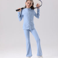 Kids' UV Protection Breathable Long Sleeve Yoga Set for Running & Outdoor Activities