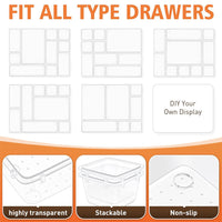 25-Piece Clear Plastic Drawer Organizer Set - Desktop Storage Bins and Dividers