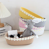 Hand-Woven Cotton Rope Storage Basket for Desktop Organization