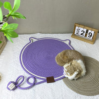 Braided Cotton Rope Cat Scratching Mat with Integrated Toy Ball - Washable Pet Sleeping Pad