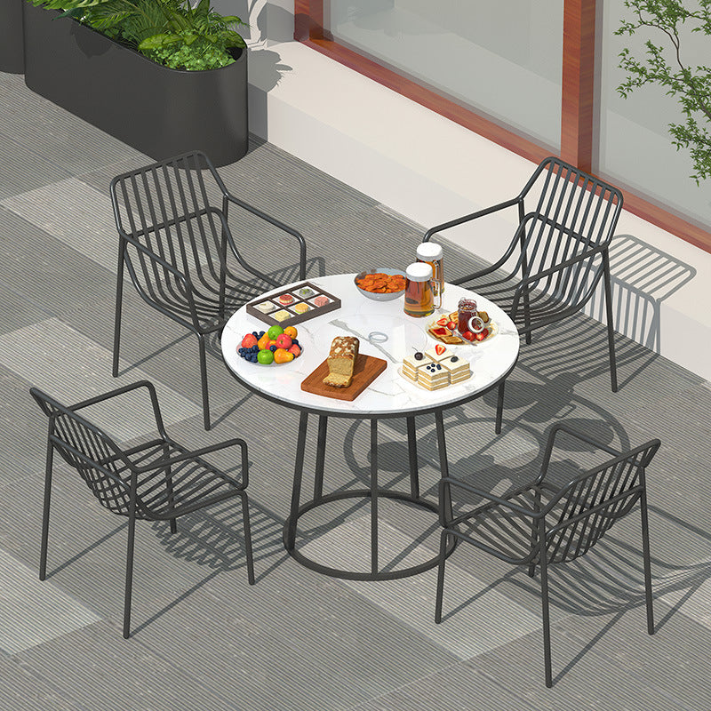 Outdoor Marble Fire Pit Tea Stove BBQ Grill Multi-person Patio Leisure Dining Table Home Courtyard Charcoal Grill