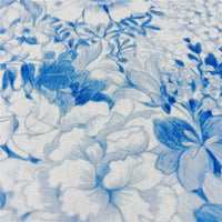 Elegant Blue and White Porcelain Floral Cotton Fabric for DIY Apparel and Crafts