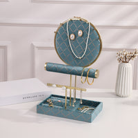 Peacock Blue Velvet Jewelry Display Stand for Necklaces, Earrings, and Rings