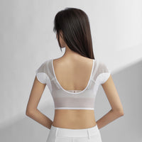 Women's Breathable Mesh Armpit Sweat-Absorbing Short Sleeve Shaper Top with Chest Support