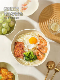 Ceramic Noodle Bowl Set - Cream Style High-Capacity Ramen Soup Bowls