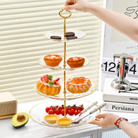 PET 3-Tier Dessert and Snack Display Stand with Stone Pattern Trays