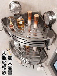 Suction Cup Bathroom Corner Shelf Wall-Mounted Storage Basket for Washbasin Toilet