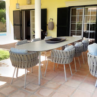 Nordic Outdoor Patio Rattan Dining Set with Rock Slab Table for Balcony Hotel Garden