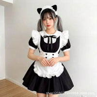 Maid Cosplay Costume Japanese Anime Cafe Uniform Dress with Stockings