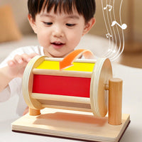 Montessori Wooden Coin Box and Textile Drum Toy for Toddlers 1-3 Years