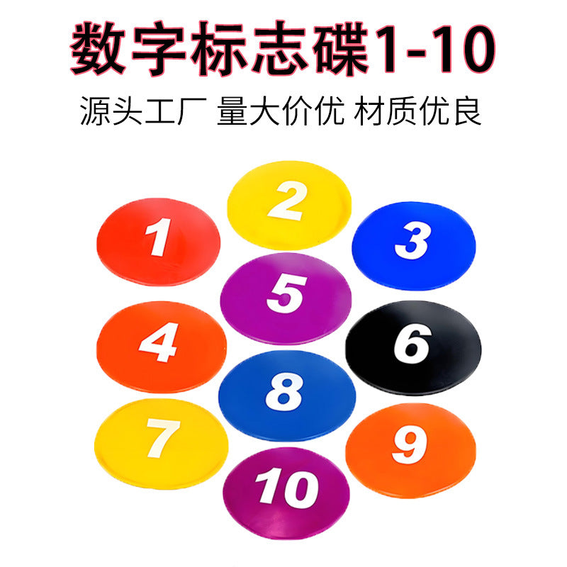 Numbered Flat Disc Cones for Sports Training, Thickened Soft Marker Plates for Soccer Basketball Drills