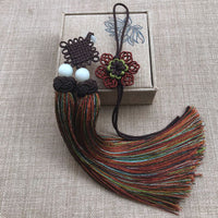 Chinese Knot Tassel Pendant with Double Tassels and Colorful Fringes, Ethnic Style Hanging Ornament Gift