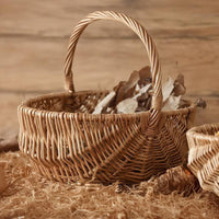 Handwoven Wicker Picnic Basket with Handle, Japanese Style Fruit Storage Basket