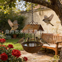 Rustic Iron Hanging Bird Feeder for Outdoor Garden & Patio Decor