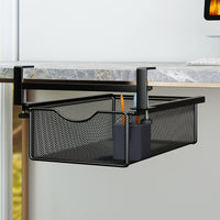 Under Desk Storage Drawer Organizer Pull-Out Hanging Basket for Office Workstation - No-Drill Installation