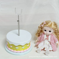 3D Printed Doll Display Stand with Cream Cake Base and Heart Design for 1/8 to 1/12 Scale Dolls