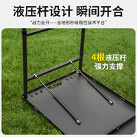 Portable Folding Camping Table with Hydraulic Rods - Multi-functional Liftable Outdoor Tactical Table for Balcony & Stall