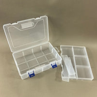 Clear Double-Layer 8-Compartment Plastic Storage Box with Detachable Dividers