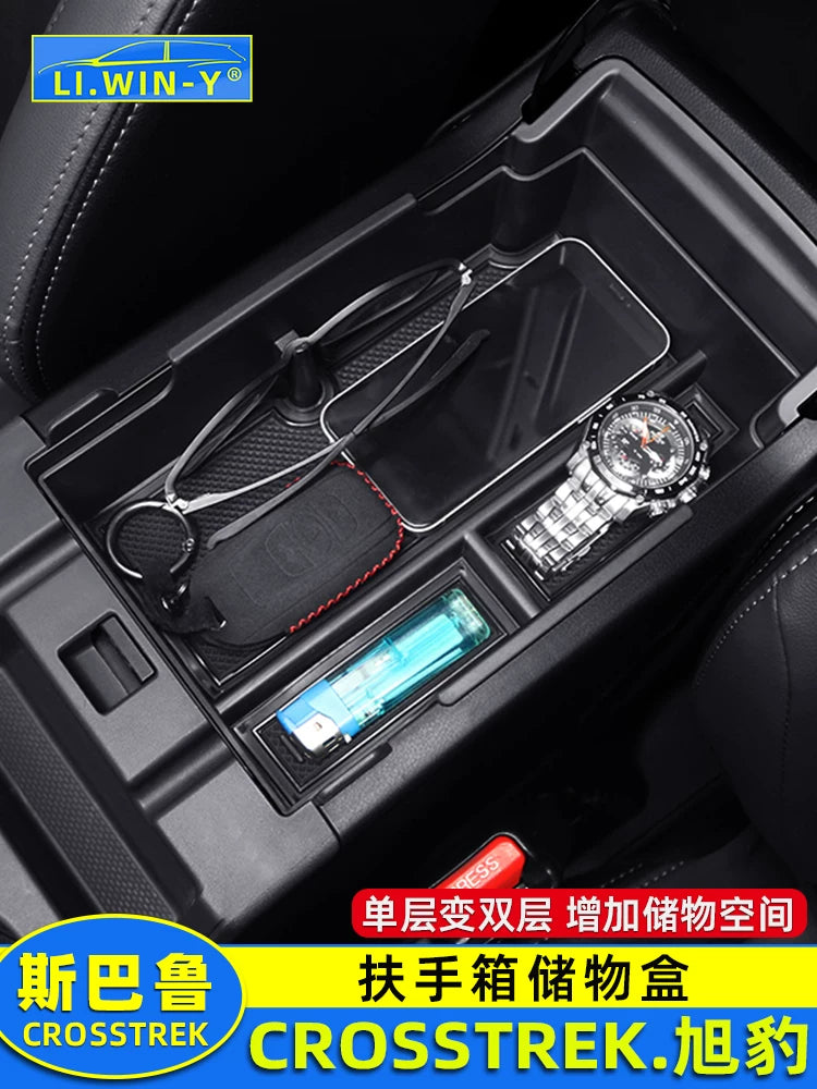 Armrest Storage Box Organizer Tray for 2024-2026 Subaru Crosstrek