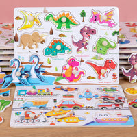 Montessori Wooden Puzzle Board for Kids - Alphabet, Number, Fruit & Shape Learning Toy