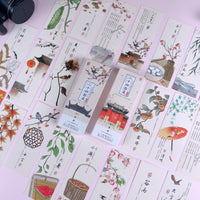 Chinese Style 24 Solar Terms & Ancient Poetry Bookmark Set, Hand-Painted Landscape Traditional Culture Student Reward Cards