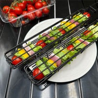 BBQ Hot Dog & Sausage Grilling Basket with Wooden Handle, Non-stick Coating