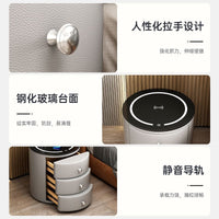 Smart Nightstand with Wireless Charging, 3-Color LED Light, Solid Wood Bedside Table with Storage, Modern Minimalist Design for Home