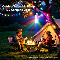 Portable Electric Air Pump with Camping Lantern, Inflator & Deflator for Outdoor & Home Use