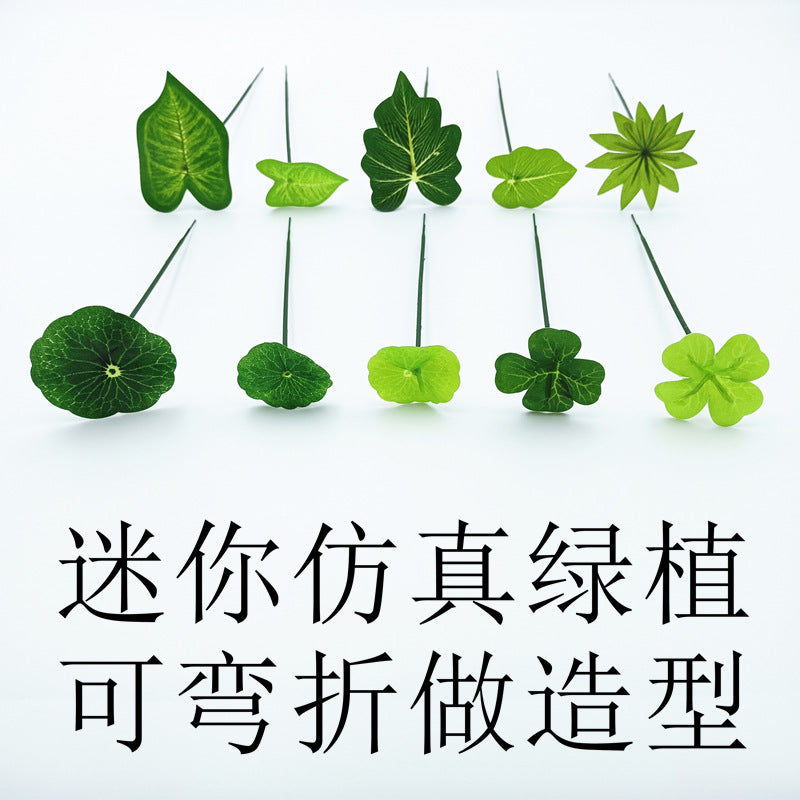 Mini Artificial Green Plants for Table Decor and Dish Embellishment, Bendable Faux Foliage