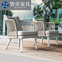 Outdoor Wicker Patio Sofa Set with Teak Legs for Hotel Balcony Poolside