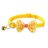 Cat and Dog Collar with Bow Tie and Bell, Adjustable Pet Neckwear with Polka Dot Design