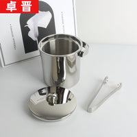 Zhuojin Stainless Steel Ice Bucket with Lid and Tongs for Champagne, Beer, Wine