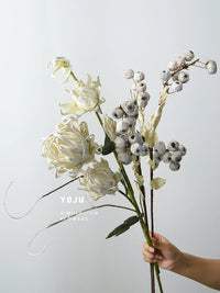 Nordic Faux Flower Bouquet with King Protea - Luxury Artificial Floral Arrangement for Home Decor