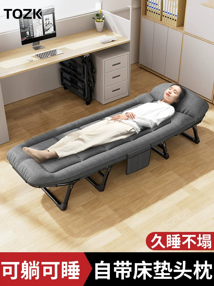 Foldable Office Nap Cot with Mattress, Portable Recliner for Lunch Break, Camping, or Hospital Visits