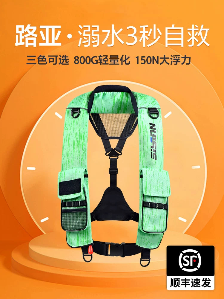 Automatic Inflatable Fishing Life Vest for Adults, Portable High Buoyancy Marine Safety Vest