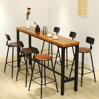 Nordic Solid Wood Bar Table with Iron Frame, Tall Pub Table for Home, Cafe, or Restaurant