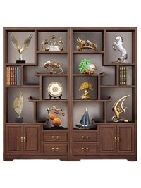 2024 New Chinese Style Office Decor Light Luxury Home Bookshelf Living Room Wine Cabinet Ornaments Crafts