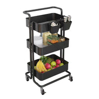 Multi-Layer Rolling Utility Cart with Handle and Storage Baskets for Kitchen, Living Room, and Toys