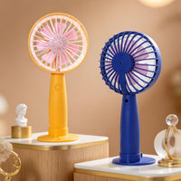 Portable USB Rechargeable Handheld Fan with Phone Stand Base, Mini Desktop Fan for Outdoor Use