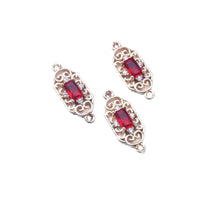 Copper Plated Glass Zircon Double Pendant Rectangle Rhombus Retro DIY Jewelry Accessories