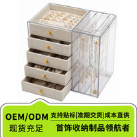 Acrylic Jewelry Organizer Box with Dustproof Lid and Display Stand for Necklaces and Earrings