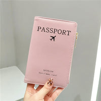 RFID Blocking Passport Holder with Zipper, Solid Color Travel Document Organizer