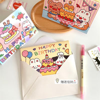 Kids' 3D Pop-Up Birthday Card, Cute Animal Gift Card, Cartoon Postcard for Messages