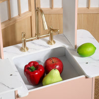 Wooden Play Kitchen Set for Toddlers with Refrigerator and Stove