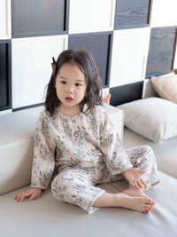 BabyStormi Kids Bamboo Cotton Double Gauze Pajama Set Long Sleeve Sleepwear for Boys and Girls