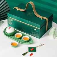 Dragon Boat Festival Portable Kung Fu Tea Set with Teapot, Cups, and Tray for Outdoor Camping