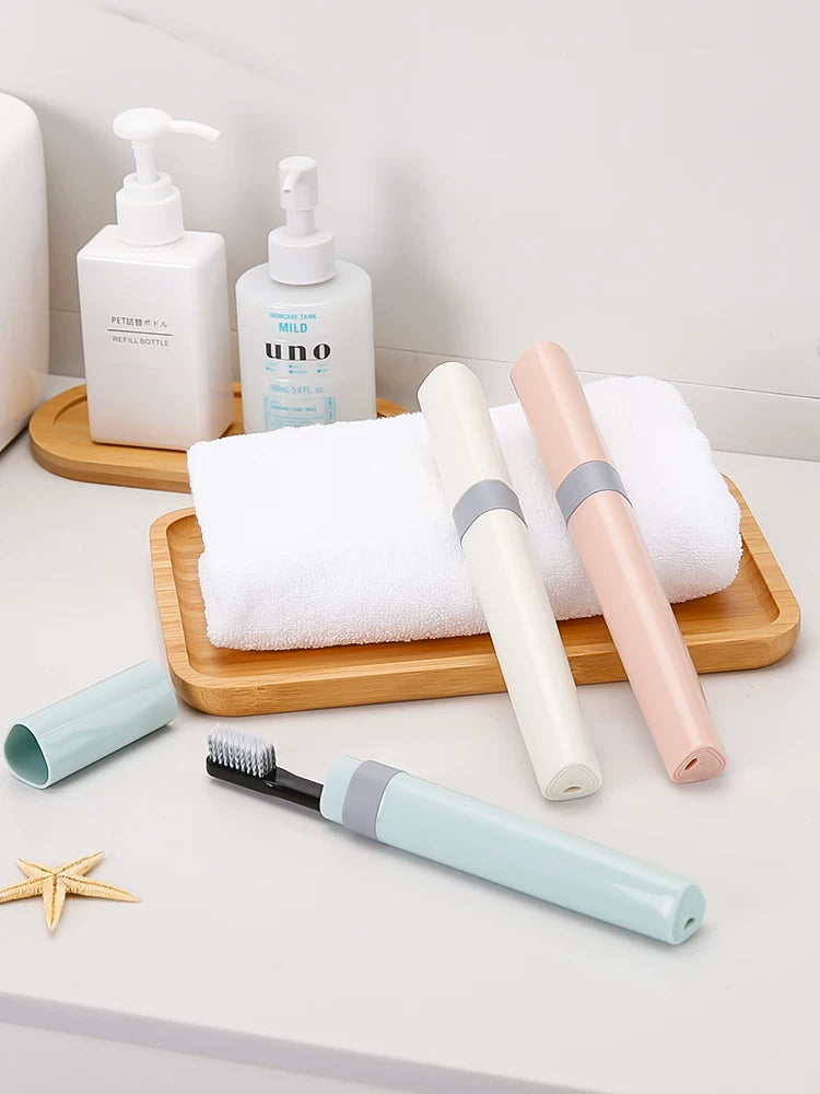 Portable Toothbrush Holder Travel Case with Lid for Couples, Mini Toothbrush Storage Box for Business Trips