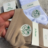 Unisex Organic Combed Cotton Low Cut Ankle Socks, 3 Pairs Pack