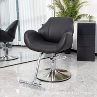 Hair Salon Barber Chair with Stainless Steel Armrests, Swivel, and Height Adjustment