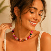 Exaggerated Colorful Resin Acrylic Beaded Choker Necklace for Women